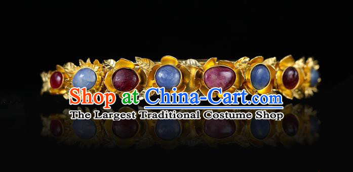 China Traditional Ming Dynasty Court Hair Crown Handmade Hair Accessories Ancient Queen Gems Hairpin