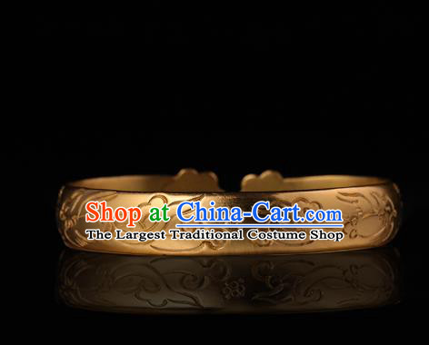 China Ming Dynasty Jewelry Accessories Ancient Empress Golden Carving Phoenix Bracelet for Women