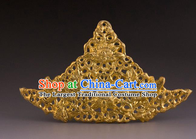 China Ancient Empress Golden Hair Crown Handmade Hair Accessories Traditional Tang Dynasty Hairpin