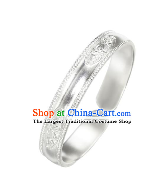 China Ancient Court Princess Carving Silver Bracelet Tang Dynasty Jewelry Accessories
