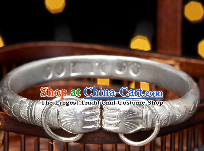 China National Handmade Silver Carving Bracelet Ancient Court Princess Jewelry Accessories