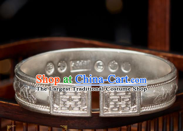 China Handmade National Silver Carving Bracelet Ancient Court Princess Jewelry Wedding Accessories