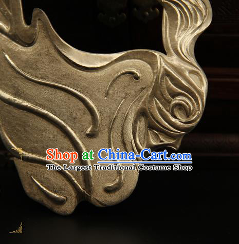 China Handmade Carving Silver Carving Mask Accessorie Ancient Swordsman Half Face Mack