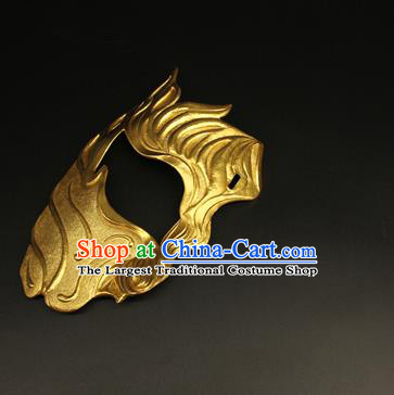 China Ancient Swordsman Half Face Mack Handmade Golden Mask Accessorie