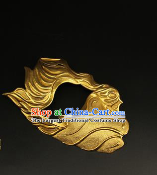 China Ancient Swordsman Half Face Mack Handmade Golden Mask Accessorie