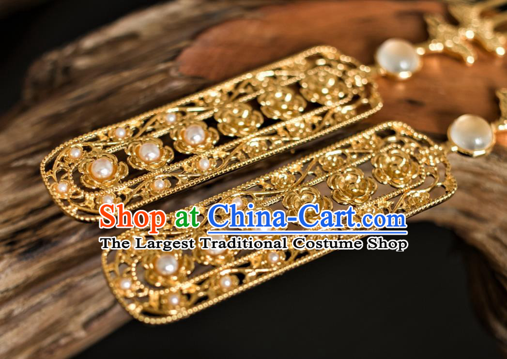 China Traditional Ancient Empress Golden Hairpin Hair Accessories Tang Dynasty Gilding Hair Stick