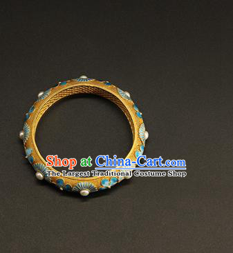 China Handmade Ming Dynasty Blueing Jewelry Accessorie Ancient Empress Enamel Flowers Bracelet