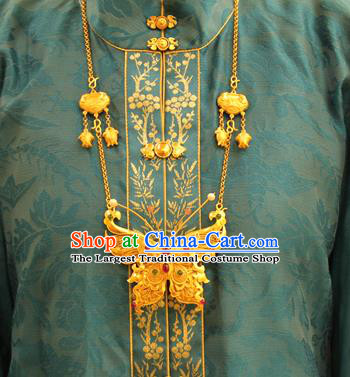 Handmade Chinese Hanfu Jewelry Accessories Traditional Ancient Imperial Consort Golden Butterfly Necklace