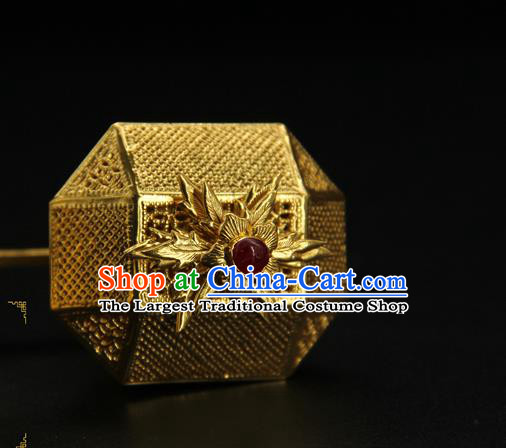 China Traditional Handmade Golden Garret Hairpin Ancient Tang Dynasty Court Hair Accessories Hair Stick