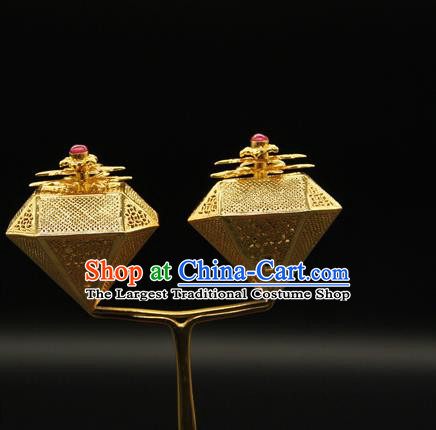 China Traditional Handmade Golden Garret Hairpin Ancient Tang Dynasty Court Hair Accessories Hair Stick