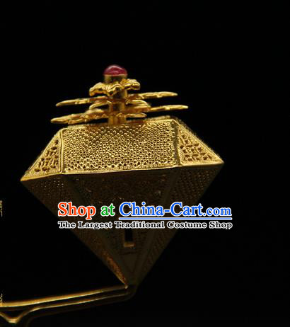 China Traditional Handmade Golden Garret Hairpin Ancient Tang Dynasty Court Hair Accessories Hair Stick