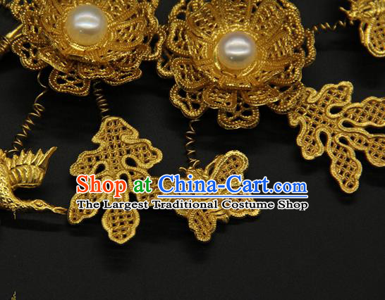 China Ancient Song Dynasty Golden Hair Stick Court Hair Accessories Traditional Handmade Butterfly Flowers Hairpin