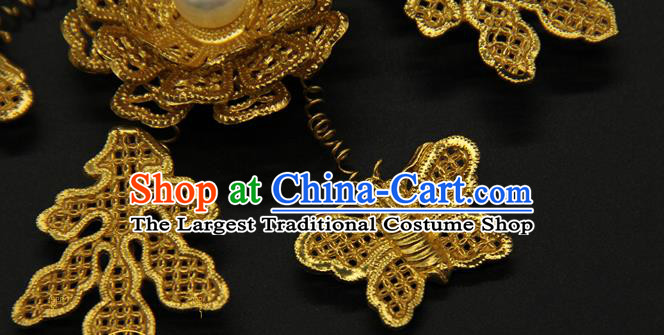 China Ancient Song Dynasty Golden Hair Stick Court Hair Accessories Traditional Handmade Butterfly Flowers Hairpin