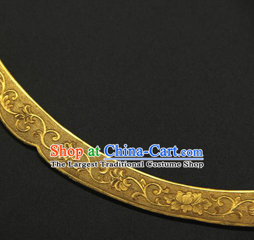 China Ancient Palace Lady Necklace Jewelry Handmade Ming Dynasty Princess Golden Necklet