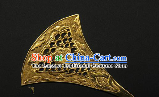 China Handmade Golden Hairpin Traditional Tang Dynasty Hair Stick Ancient Court Empress Hair Accessories
