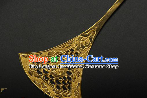 China Handmade Golden Hairpin Traditional Tang Dynasty Hair Stick Ancient Court Empress Hair Accessories