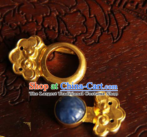 China Ming Dynasty Gilding Button Handmade Ancient Empress Costume Golden Buckle