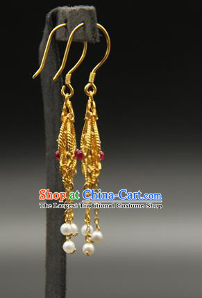 Handmade Chinese Traditional Song Dynasty Ear Jewelry Ancient Palace Tassel Earrings Accessories