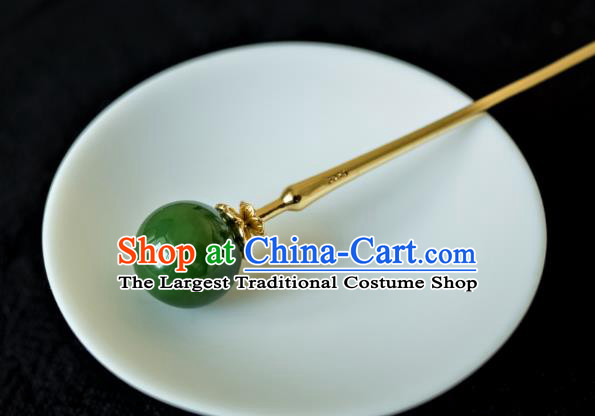 China Ming Dynasty Noble Lady Hairpin Traditional Ancient Hanfu Hair Accessories Young Mistress Jade Hair Stick