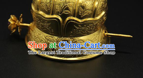 China Handmade Ming Dynasty Crown Prince Hair Accessories Ancient Noble Childe Golden Hair Crown Hairpin