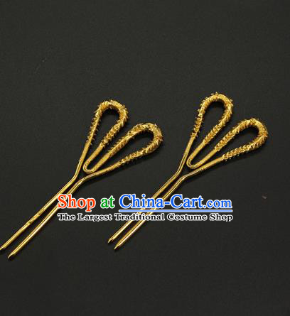 China Traditional Song Dynasty Hair Accessories Handmade Golden Hair Stick Ancient Court Queen Hairpin