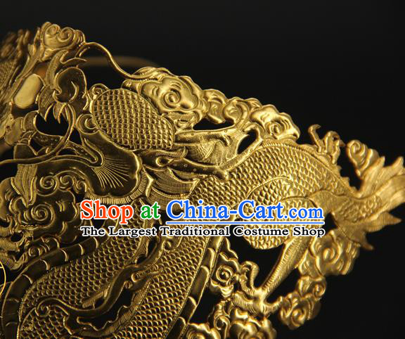 China Handmade Han Dynasty Swordsman Accessories Ancient Crown Prince Golden Face Mask