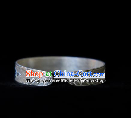 Handmade Chinese Traditional Song Dynasty Palace Bangle Accessories Ancient Empress Silver Bracelet Jewelry