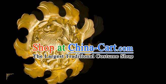 China Traditional Song Dynasty Palace Hair Accessories Ancient Empress Hair Stick Handmade Court Golden Flowers Hairpin
