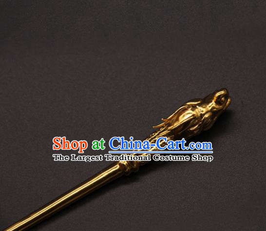 China Ancient Empress Golden Dragon Hair Stick Traditional Court Hair Accessories Handmade Song Dynasty Hairpin