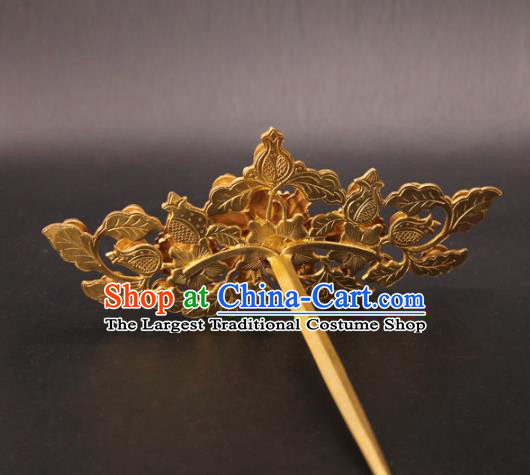 China Ancient Empress Hairpin Handmade Palace Hair Accessories Traditional Ming Dynasty Gems Hair Crown