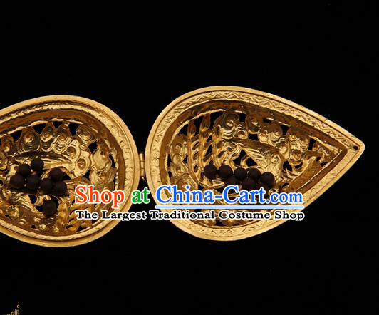 Handmade Chinese Traditional Ming Dynasty Necklace Accessories Ancient Imperial Consort Jewelry Golden Necklet Pendant