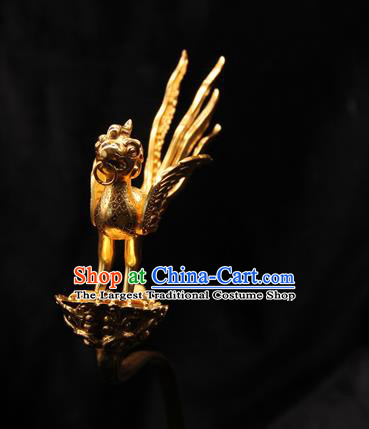 China Ancient Empress Golden Bird Hair Stick Handmade Hairpin Traditional Song Dynasty Hair Accessories
