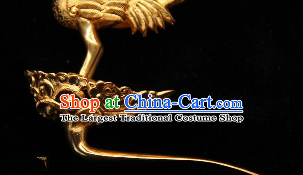 China Ancient Empress Golden Bird Hair Stick Handmade Hairpin Traditional Song Dynasty Hair Accessories