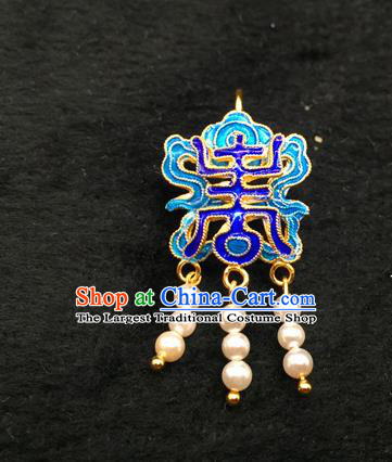 Handmade Traditional Court Pearls Tassel Earrings Jewelry Chinese Ancient Qing Dynasty Queen Enamel Ear Accessories