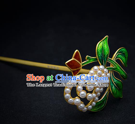 China Traditional Cloisonne Hair Stick Handmade Palace Hair Jewelry Ancient Ming Dynasty Hairpin