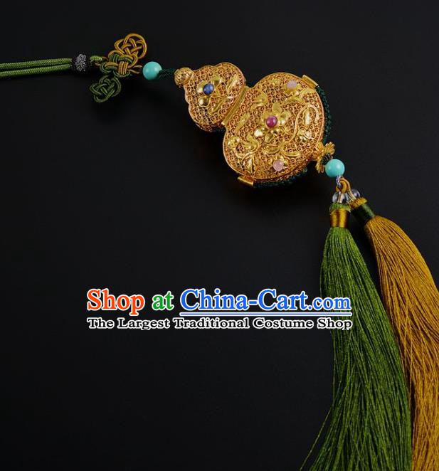 Chinese Traditional Hanfu Waist Accessories Ancient Swordsman Golden Gourd Sachet Pendant