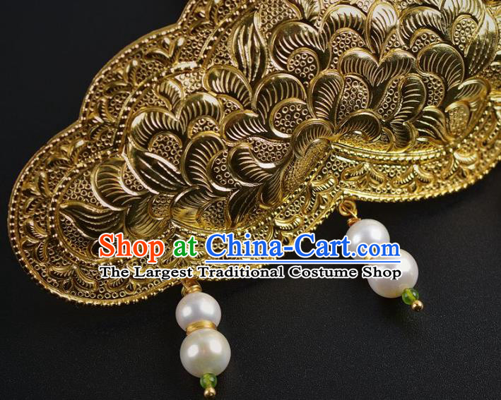 China Ancient Empress Hairpin Traditional Tang Dynasty Tassel Hair Stick Handmade Palace Hair Jewelry