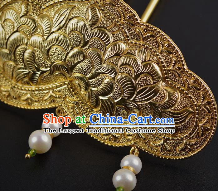 China Ancient Empress Hairpin Traditional Tang Dynasty Tassel Hair Stick Handmade Palace Hair Jewelry