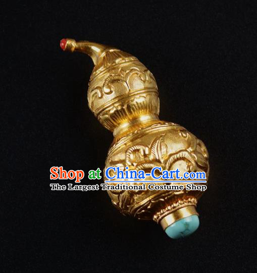 Chinese Traditional Hanfu Pendant Accessories Ancient Ming Dynasty Emperor Golden Gourd Decoration