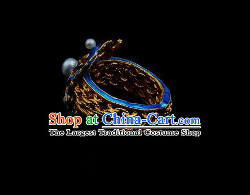 Handmade Chinese Traditional Qing Dynasty Accessories Ancient Empress Cloisonne Ring Jewelry