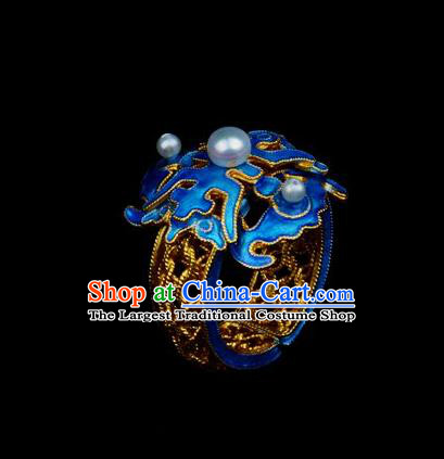 Handmade Chinese Traditional Qing Dynasty Accessories Ancient Empress Cloisonne Ring Jewelry