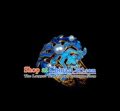 Handmade Chinese Traditional Qing Dynasty Accessories Ancient Empress Cloisonne Ring Jewelry