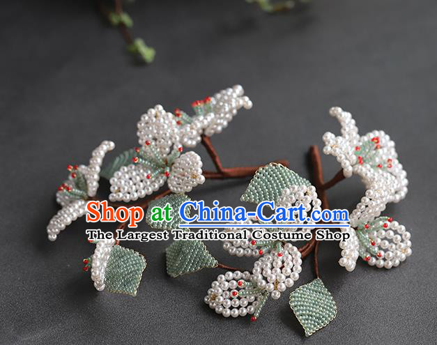 Chinese Traditional Hanfu Hairpin Hair Accessories Ancient Princess Pearls Pear Blossom Hair Stick