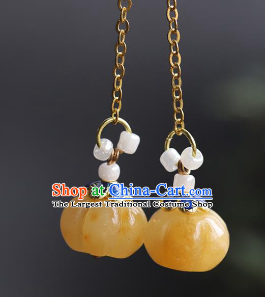 Handmade Chinese Traditional Qing Dynasty Court Ear Accessories Ancient Empress Jade Earrings