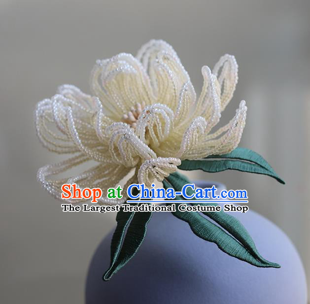 Chinese Ancient Bride Hair Stick Hanfu White Beads Peony Hairpin Traditional Wedding Hair Accessories