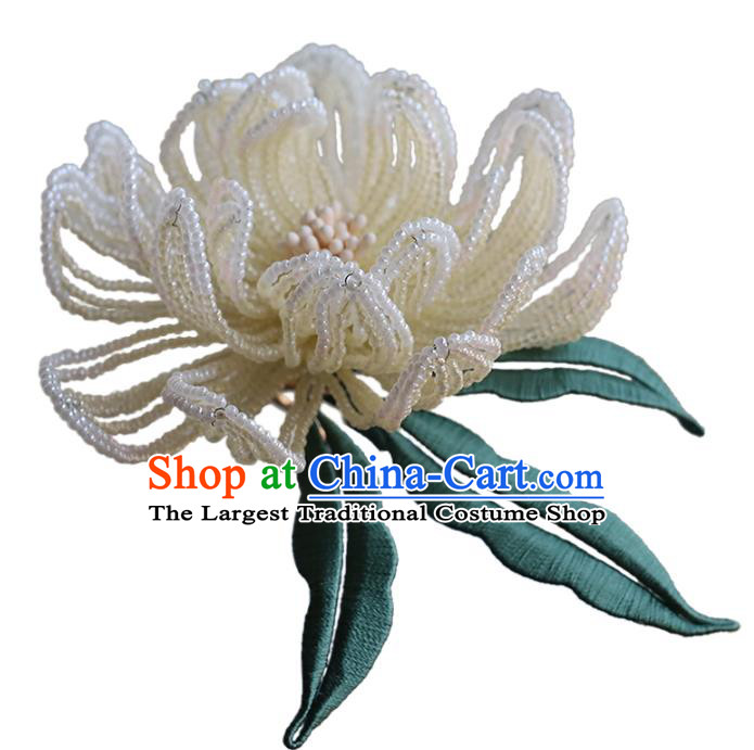 Chinese Ancient Bride Hair Stick Hanfu White Beads Peony Hairpin Traditional Wedding Hair Accessories