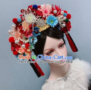 Handmade Chinese Silk Flowers Phoenix Coronet Traditional Wedding Hair Accessories Ancient Empress Headwear