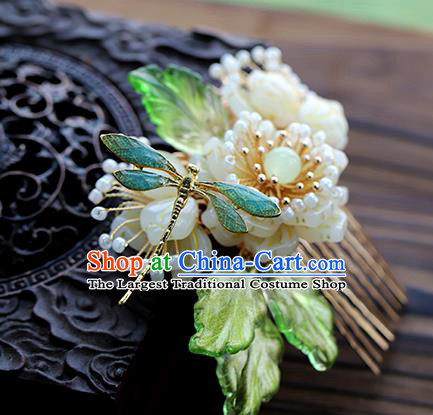 Chinese Traditional Hanfu Dragonfly Flower Hair Comb Wedding Hair Accessories Ancient Bride Hairpin