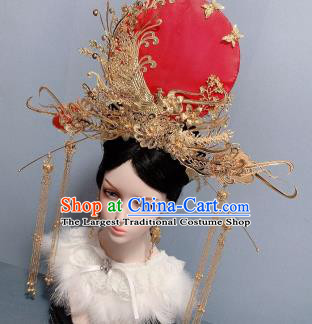 Handmade Chinese Ancient Bride Headwear Wedding Hair Crown Traditional Golden Phoenix Coronet Hair Accessories