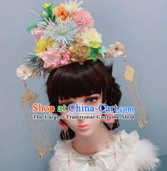 Top Wedding Princess Hair Accessories Stage Show Chaplet Hair Ornament Handmade Flowers Royal Crown